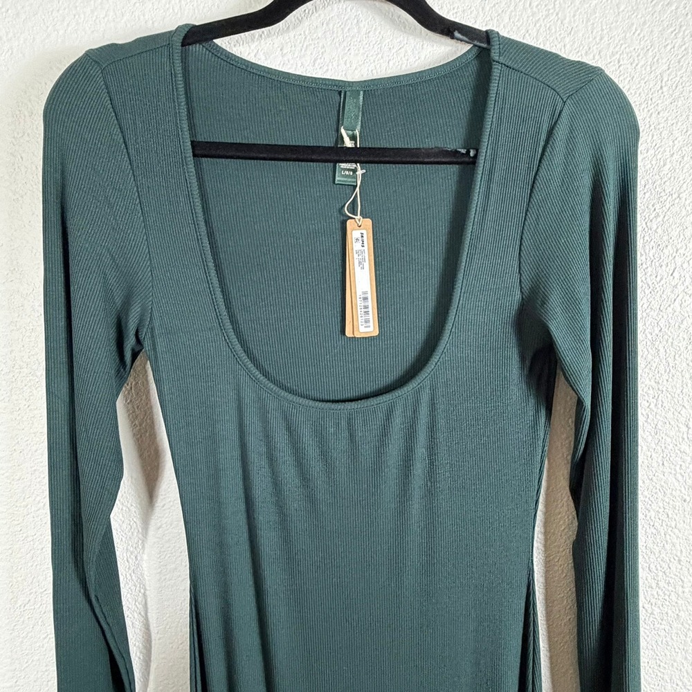 Skims NWT Womens L Cypress Green Soft Lounge Long Sleeve Maxi Dress Minimalist - Picture 3 of 11